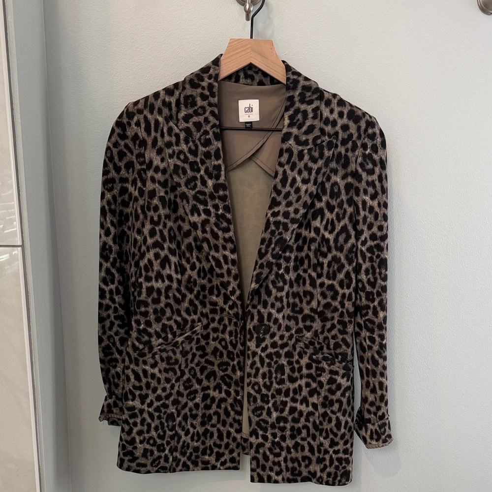CAbi Animal Print Blazer in Black and Brown